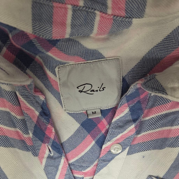 Women's Rails White Pink Blue Plaid Button Down Shirt M - Picture 5 of 10